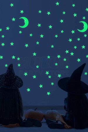 Phosphoreszierender, glänzender 36-teiliger Stern-Mond-Wandaufkleber, der an der Decke geklebt wird, Ramadan-Festdekoration für alle Altersgruppen - 3