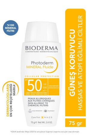 Photoderm Mineral Fluid SPF50- Çok Hassas Ciltler için Yüksek Korumalı Yüz, Vücut Güneş Kremi 75 gr 3701129803721 - 2