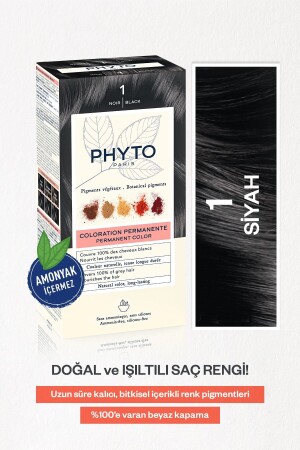 Phytocolor 1 Siyah Amonyaksız Kalıcı Bitkisel Saç Boyası 3338221002501 - 2