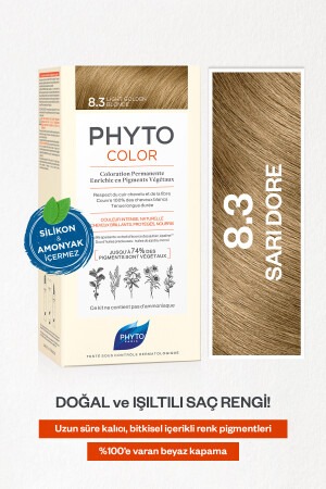 Phytocolor 8.3 Sarı Dore Amonyaksız Kalıcı Bitkisel Saç Boyası 3338221002464 - 1