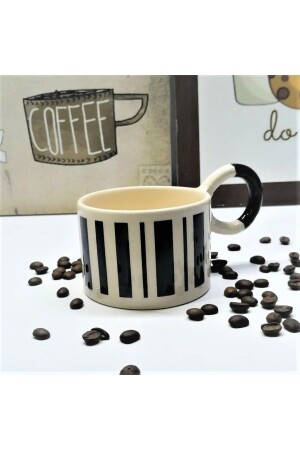 Piano Black Round Handle Handmade Design Mug Cup pnblck-01 - 2