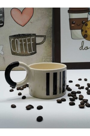 Piano Black Round Handle Handmade Design Mug Cup pnblck-01 - 4