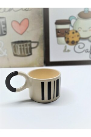 Piano Black Round Handle Handmade Design Mug Cup pnblck-01 - 6