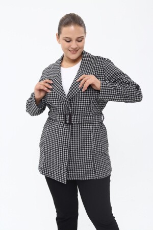 Pianoluce Damen-Jacke mit Gürtel, große Taschen, Schwarz - 1