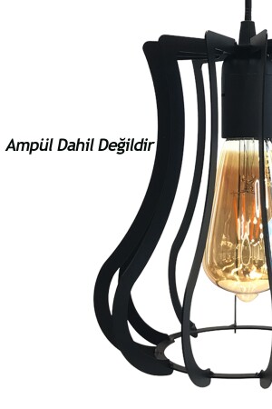 Pıega - Siyah Tekli Sarkıt Retro Modern Avize, Salon, Mutfak, Antre, Hol Avize, Ledli, Led Piega - 5