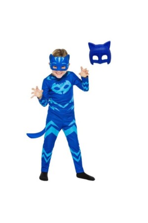 Pija Maskeliler Kostüm Catboy Kedi Çocuk (MAVİ) 2 Maskeli Pelerinli Kostüm - 1