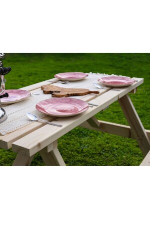 Piknik Masası 4-6 Kişilik Doğal Ahşap - 2