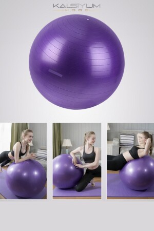 Pilates Ball 55 cm Deluxe Yoga Platten Gymnastikball Ball Inflation Pump Set Calcium-1007 - 1