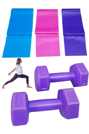 Pilates-Band-Set, 1 kg, Hantel-Set, Pilates-Set, Pilates-Band - 1