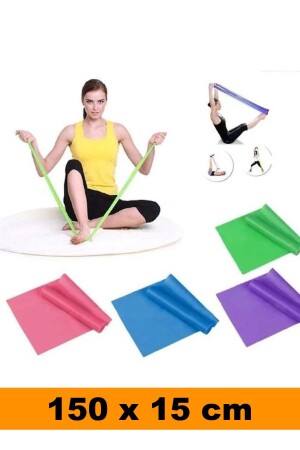 Pilates Bandı Karışık Renk Egzersiz Lastiği Pilates Lastiği Yoga Bant 150x15 Cm - 1