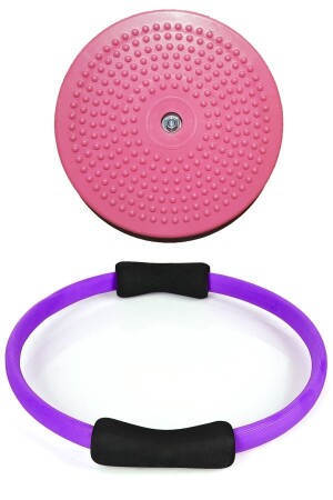 Pilates Egzersiz Çemberi Ve Full Tırtıklı Pembe Twister Disk Bel Inceltici Disk Plates Pilates Seti - 1