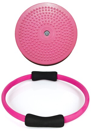 Pilates Egzersiz Çemberi Ve Full Tırtıklı Pembe Twister Disk Bel Inceltici Disk Plates Pilates Seti - 2