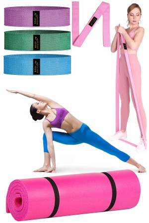 Pilates Jimnastik Seti 5 Parça Set Esneme Seti Squat Ve Loop Bant Yoga Minderi - 1