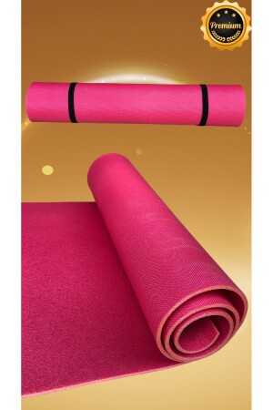 Pilates Yoga Camping Matte Kissen Anti-Rutsch-Basis 150x55cm 5mm Fuchsia Pink -Ring ab Werk - 1