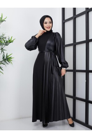 Pilis Detay Deri Kombin Elbise - Moda Krash