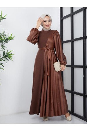 Pilise Detaylı Deri Kombin Elbise - Moda Krash