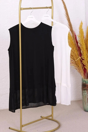 Piliseli Siyah Ekru 2'li Kadın Tesettür Gömlek Tunik Içlik - Modabenna