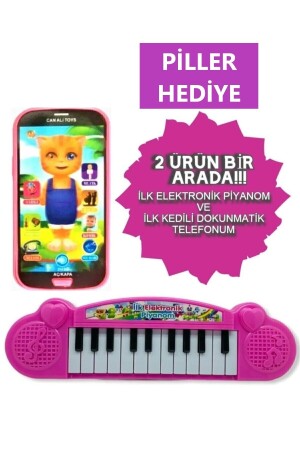 Piller Hediye Oyuncak Dokunmatik Telefon Ve Oyuncak Piyano 2'li Set pmbtlfpmbpyn - 2