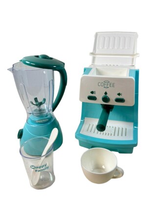 Pilli Sesli Işıklı Kahve Makinesi ve Meyve Blender Karıştırıcı 2'li Set Oyuncak Ev Aletleri Seti - 6