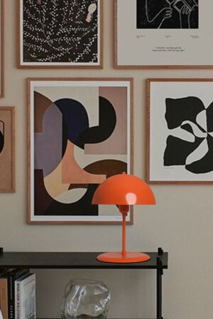 Pilz-Tischlampe, orangefarbene Arbeitslampe, dekorativer Metall-Lampenschirm, Modell, Büro- und Heimbeleuchtung, BMM6805 - 6