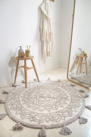 Pina %100 Pamuk Banyo Paspası White - Grey 100x100 11455913271 - İrya