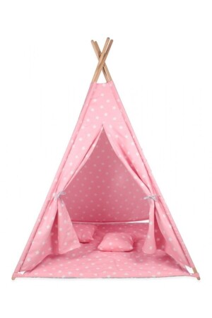 Pink Cotton Wooden Children's Indian Tent Play House COMPLETE PEMBECADIR123 - 1