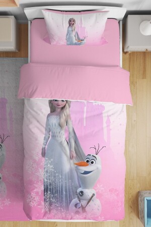 Pink Dream Castle Elsa gemustertes Einzelbett-Bettwäsche-Set für Babys und Kinder evnev00126 - 1