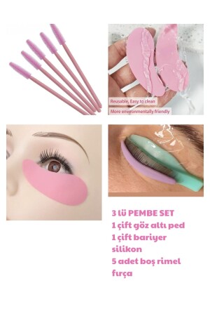 Pinkes Lifting-Set, 4 verschiedene Produkte, Unter-Augen-Pad, Barriere-Silikon, leere Mascara-Bürste, Scanstab - 1