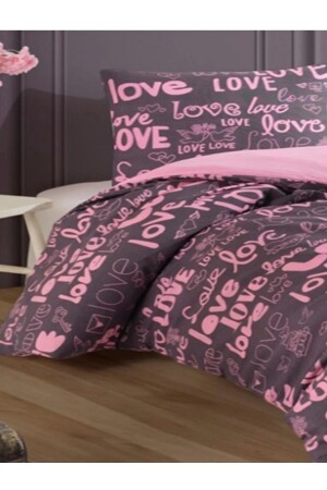 Pinklove Bettwäsche-Set für Einzelbett, doppelseitig (ohne Bettlaken), neu?loveçift889488 - 4