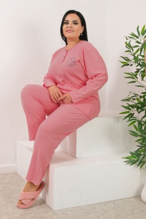Pınkmark Kadın Pudra Nakış Detaylı Pamuklu Bütük Beden Pijama Takımı Pmtk25425 - 1