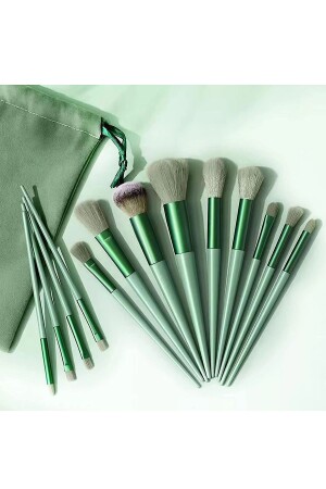 Pinsel-Set, 13-teilig, Spezialtasche, professionelles Make-up-Pinsel-Set, 13-teilig, Grün - 3