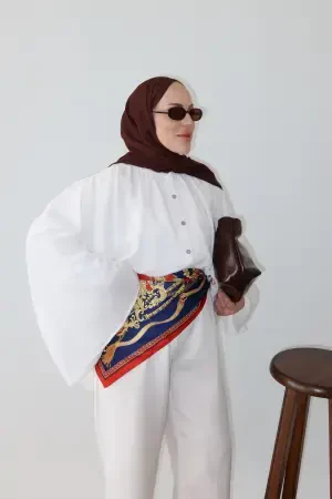 Pinterest Natural Keten Gömlek Beyaz - Nuuwears