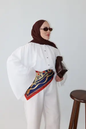 Pinterest Natural Keten Gömlek Beyaz - Nuuwears