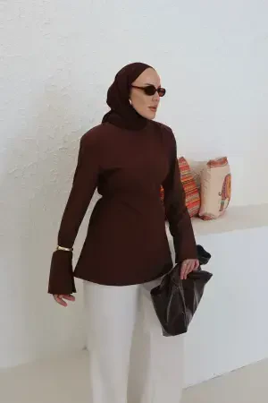 Pinterest Viral Helen Bluz Kahve - Nuuwears