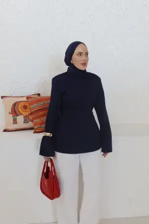 Pinterest Viral Helen Bluz Lacivert - Nuuwears