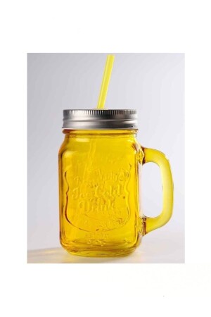 Glasbecher mit Strohhalm, 400 ml, Limonadenglas für Erfrischungsgetränke, 4 Farboptionen - Otantik