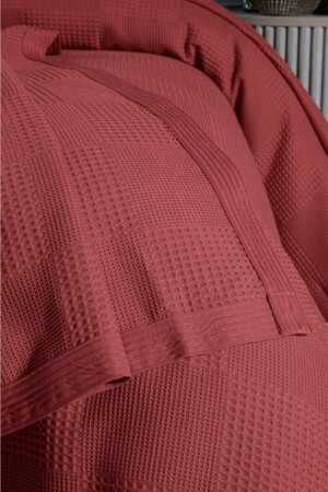 Piqué mit Waffelmuster, Decke aus dickem Baumwollfaden, weich, doppelt, 220 x 240 cm - 3