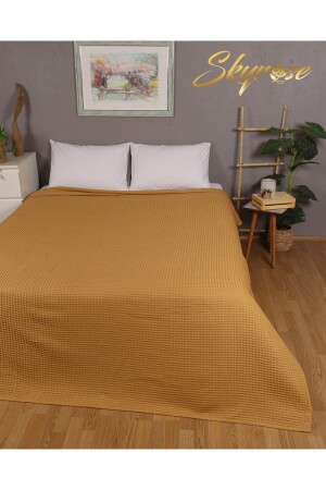 Piqué-Tagesdecke mit Waffelmuster, 100 % Baumwolle, Piqué-Tagesdecke, 240 x 230 cm, King-Size-Größe - 2