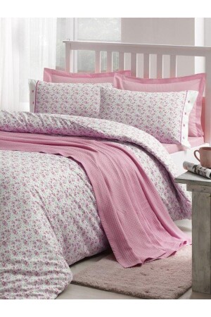 Piquet-Bettbezug-Set für Einzelbett, Rosa PİKENEV-TK - 2