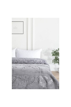 Pırıltı Embos Çift Kişilik Battaniye (PATİK HEDİYELİ) - Duman - Merinos