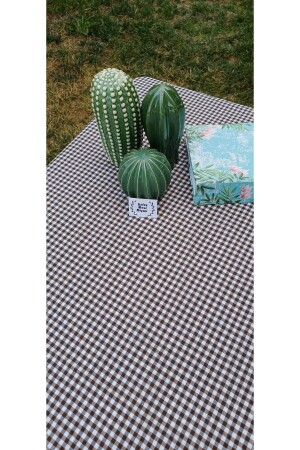 Piti Kareli Kahverengi Masa Örtüsü- Sofra Bezi- Piknik Örtüsü Pamuk - Sofrabezidiyari