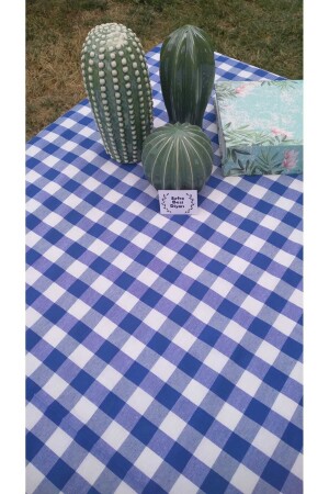 Piti Kareli Mavi Masa Örtüsü- Sofra Bezi- Piknik Örtüsü Pamuk - Sofrabezidiyari
