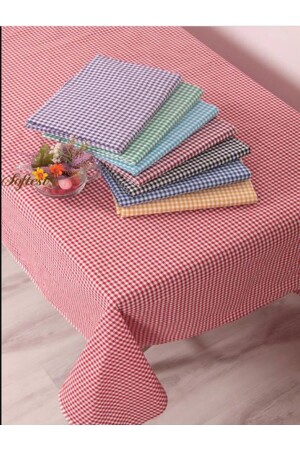 Piti Kareli Pamuk Masa Örtüsü Piknik Örtüsü Nostaljik Örtü Kırmızı - Goldrise