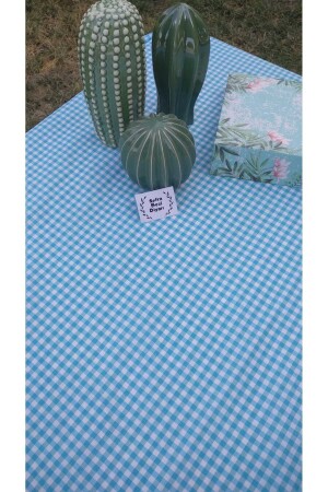 Piti Kareli Turkuaz Masa- Sofra Bezi- Piknik Örtüsü Örtüsü Pamuk - Sofrabezidiyari