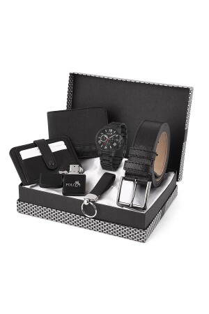 ساعة الذراع من قبل الرجال من المعدات حزام الحزام محفظة حامل بطاقة المفاتيح خفيفة مجموعة مزيجة مجموعة سوداء PL-0676E - polo air