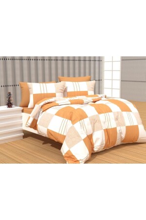 Plaid-Ranforce-Bettbezug-Set mit einfarbigen Laken, Einzelbett 387 - 1