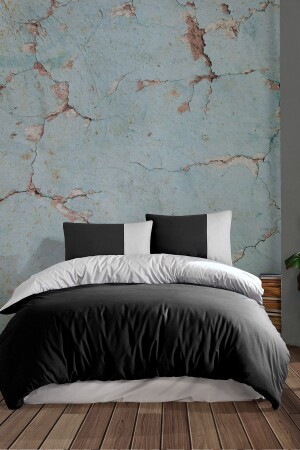 Plain Siyah Gri Ranforce Battal Boy Çift Taraflı Nevresim Takımı 240x220 CTNTPLSG24 - Cote Blanc
