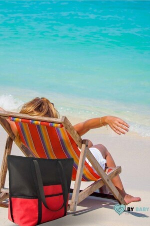 Plaj Çantası Piknik Çantası Büyük Boy Çok Cepli Içi Görünmez Kadın Plaj Çantası - 1