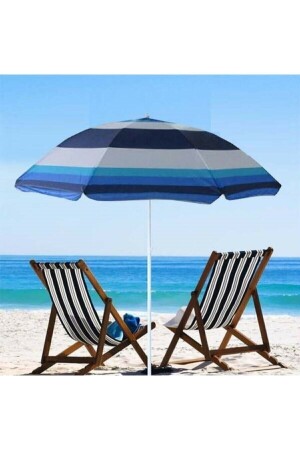 Plaj Deniz Bahçe Balkon Piknik Kamp Güneş Şemsiyesi Katlanır Mavi Beyaz 180cm Fma863305 KILIÇOĞU ŞEMSİYE - 1