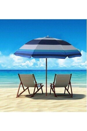 Plaj Deniz Bahçe Balkon Piknik Kamp Güneş Şemsiyesi Katlanır Mavi Beyaz 180cm ŞEMSİYE 19 - 2